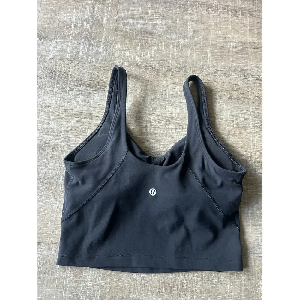 Lululemon Align Tank Top Womens 6 Black Built In Bra Yoga Crop Removable Pads